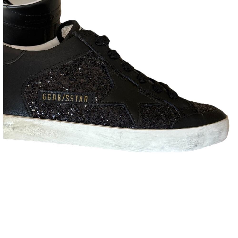 Golden Goose Super Star Sneakers Size 39 8 Black Sequin Skateboard Shoes Glitter - Picture 5 of 11